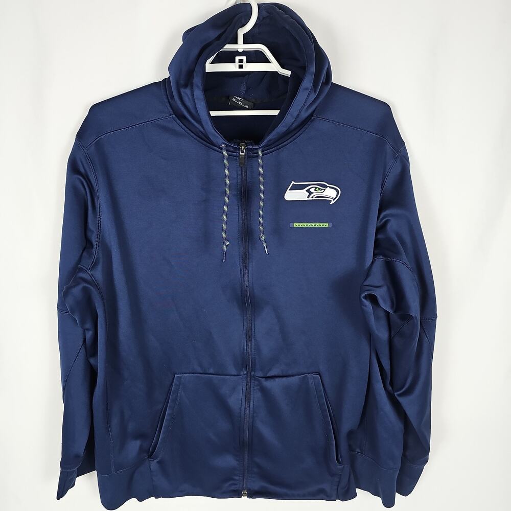 Nike NFL Seahawks Blue Therma-Fit Zipper Hoodie, Size: XXL